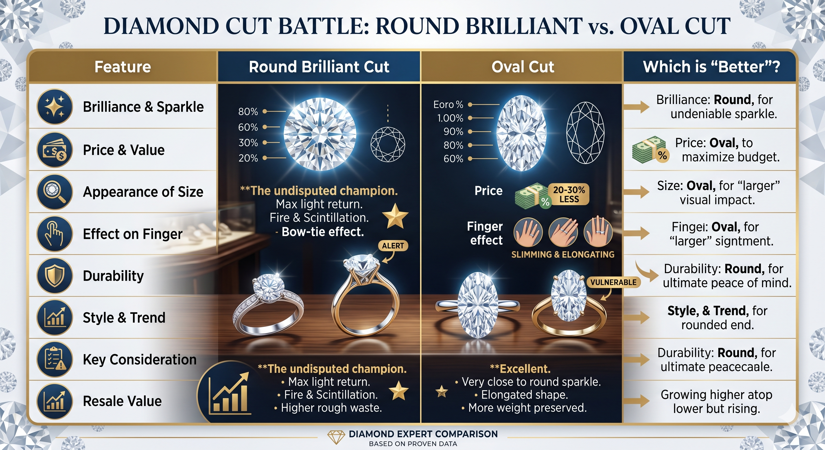 Round Brilliant vs. Oval Cut